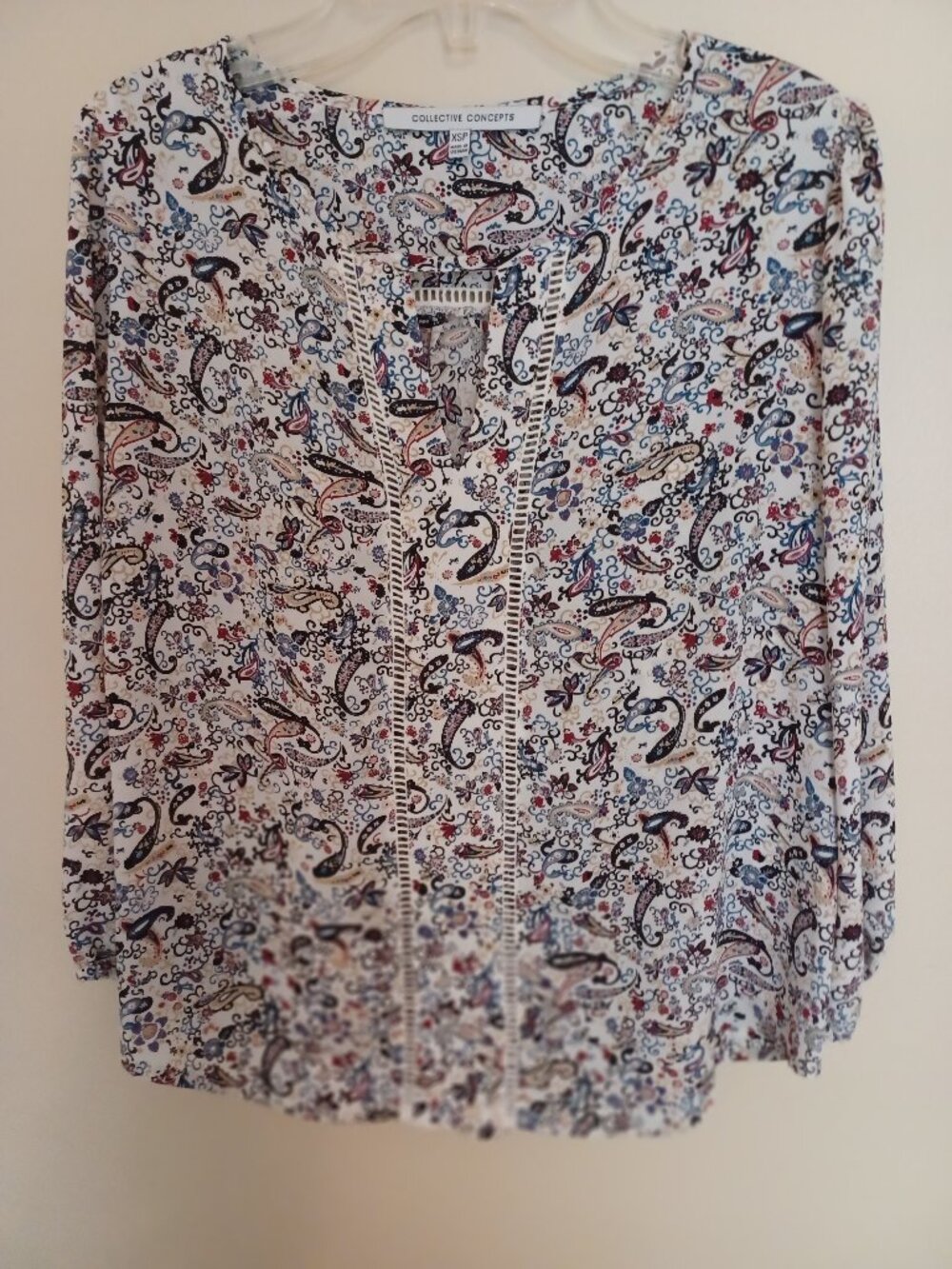 Like New - Collective Concepts Paisley Blouse‎ Long Sleeve Top Boho Chic XSP